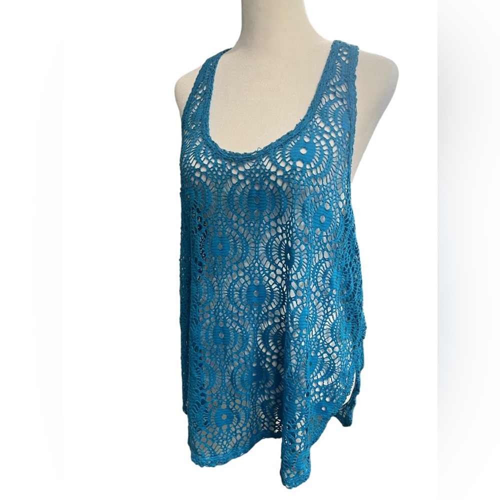 Ecote Blue Crochet Tank Top - Size Large - Picture 6 of 8